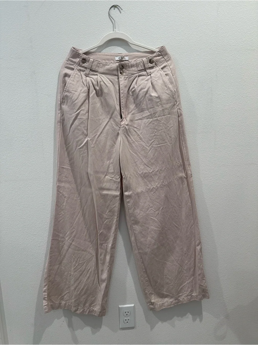 Madewell Wide-Leg Trousers in Light Pink Beige